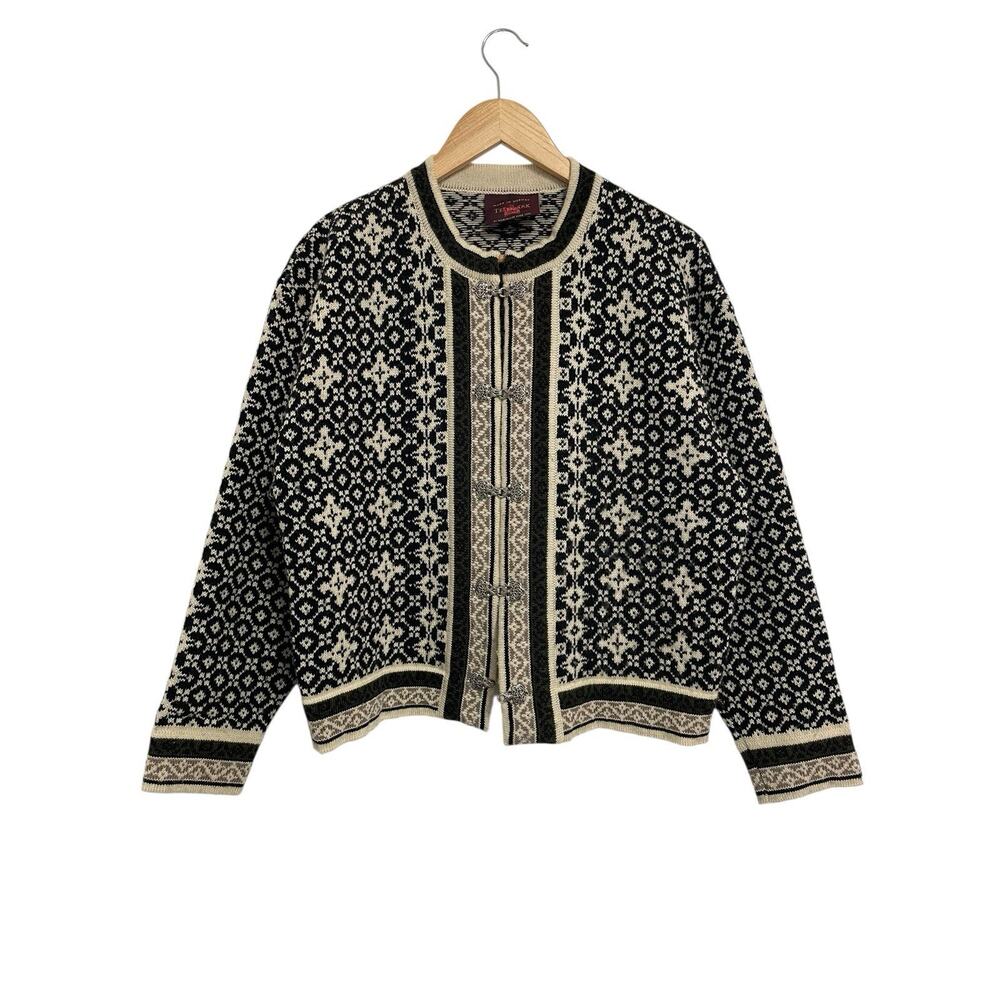 VTG Norwegian Telemark Wool Knit Cardigan Authentic Nordic Heritage Green RARE